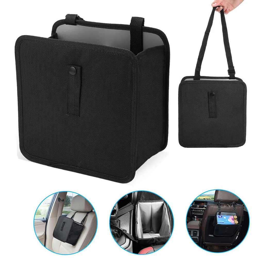 Portable Car Trash Can Waterproof Hanging Garbage Basket Back Seat Storage Box Vehicles Interior Supplies