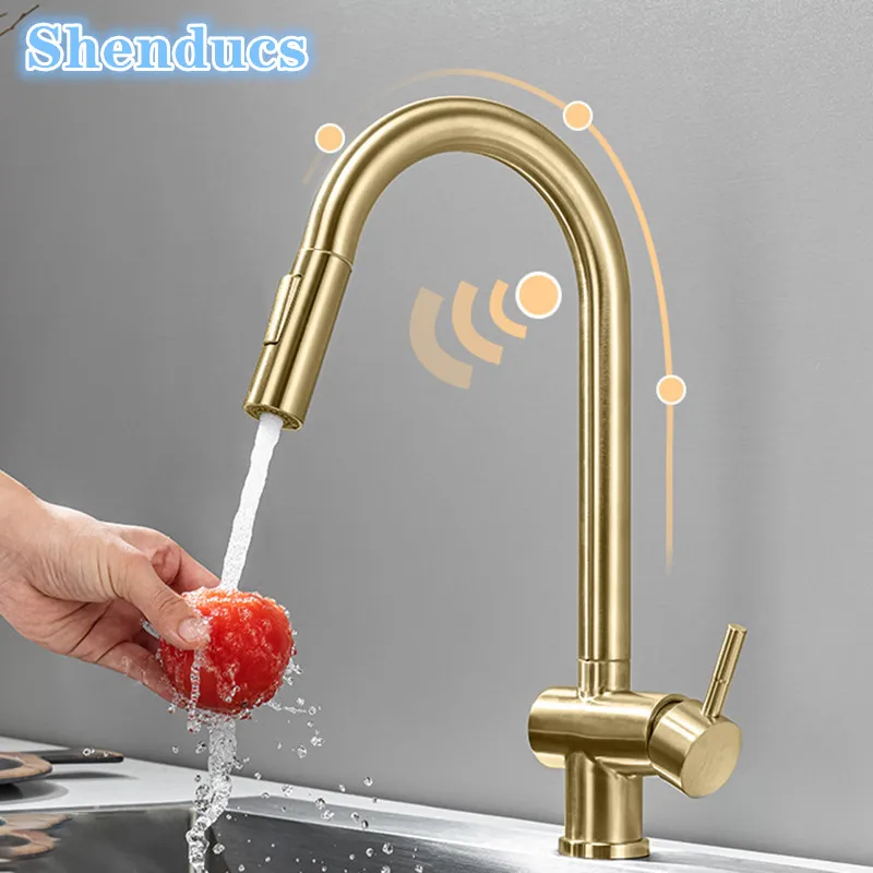 Hot Cold Digital Touch on Kitchen Faucets with Pull Down Kitchen Sink Mixer Tap Stainless Steel Sensor Touch Kitchen Faucet