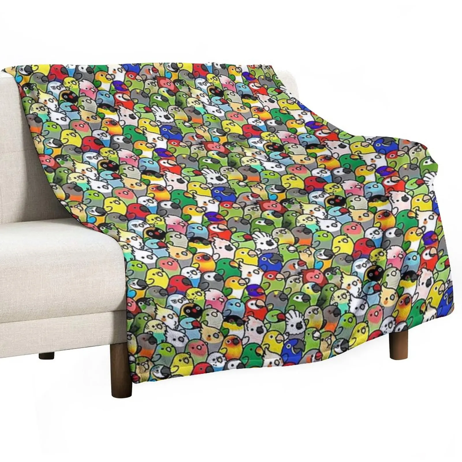 

Too Many Birds Flannel Blankets Fun Cockatoo Soft Durable Throw Blanket for Outdoor Airplane Travel Bedspread Sofa Bed Cover
