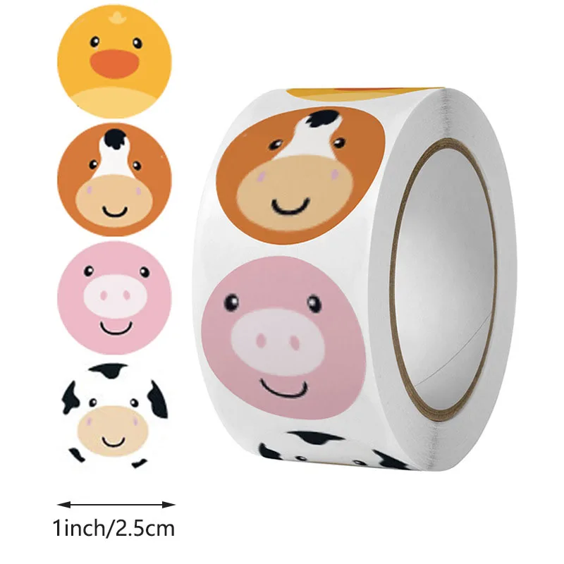 100-500pc Stickers Rolling Animal Roll Stickers Small Cute Game Sticker DIY Gift Sealing Label Decoration