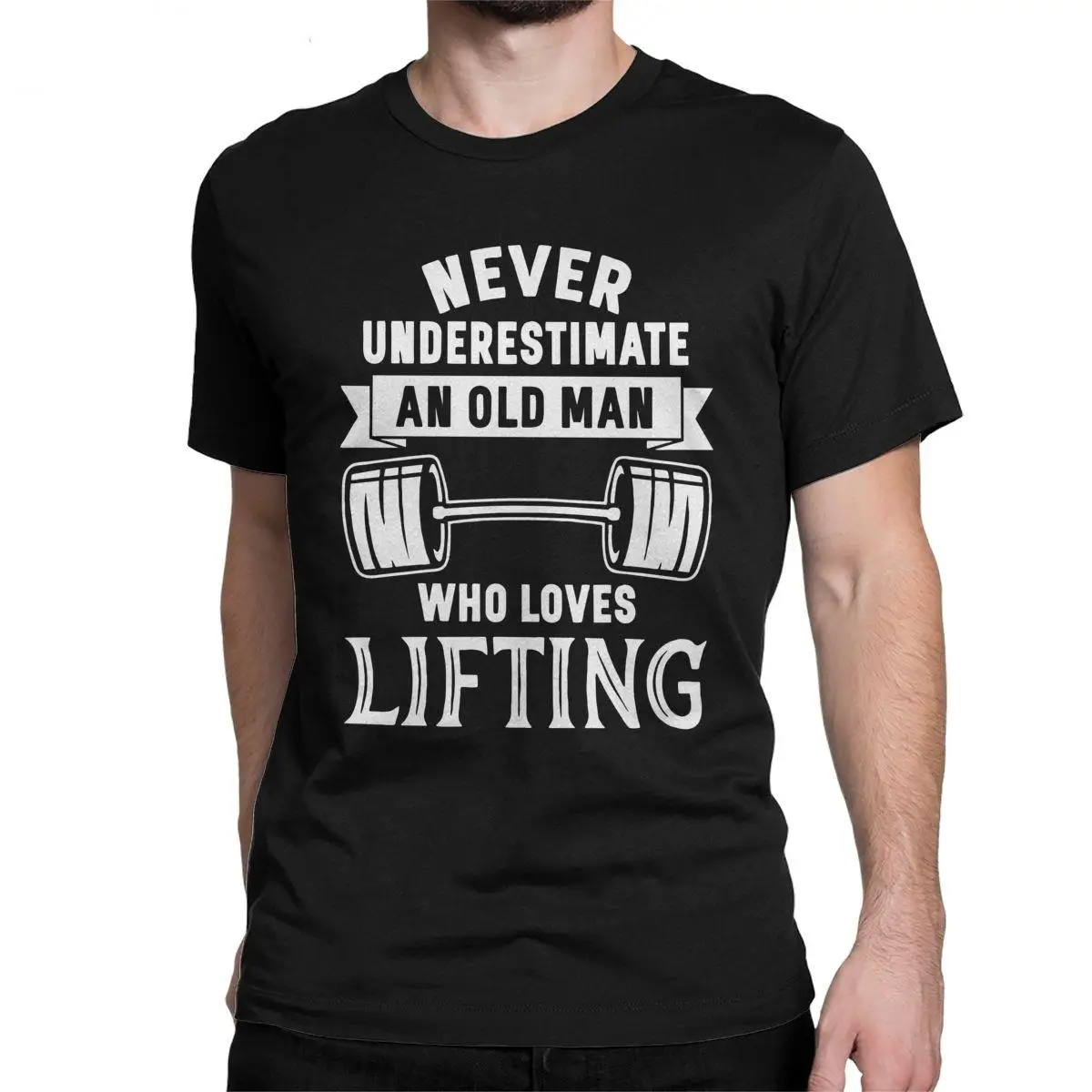 

Old Man Weightlifter Weightlifting Men's T Shirts Awesome Tee Shirt Short Sleeve O Neck T-Shirts Pure Cotton Gift Idea Clothes