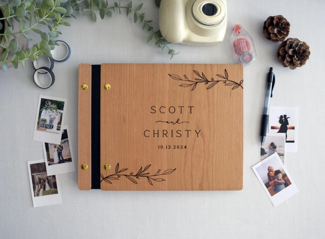 Wedding Guestbook Personalized Wedding Photo Album Engraved Guestbook Wooden Bridal Gift photo album binder