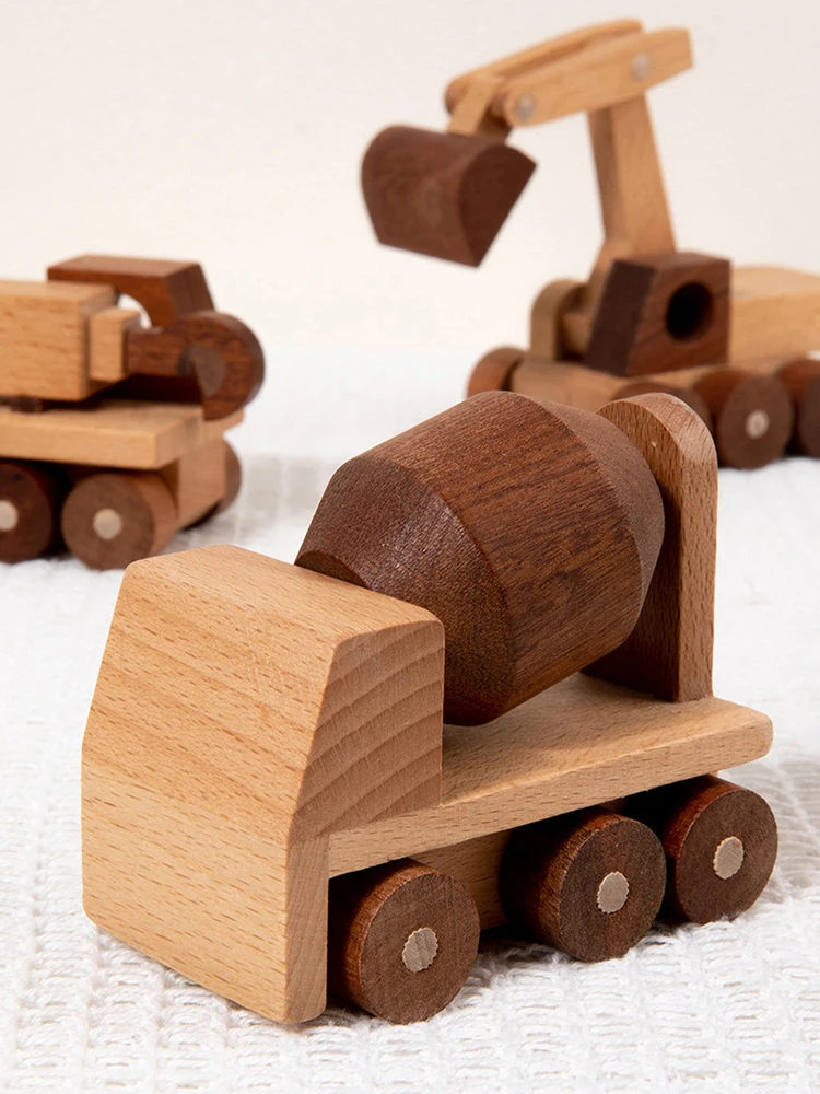 Wooden Toys Engineering Vehicles Excavators Bulldozers Model Toy Simulation Vehicle Desktop Ornaments Montessori Education Gifts - 3