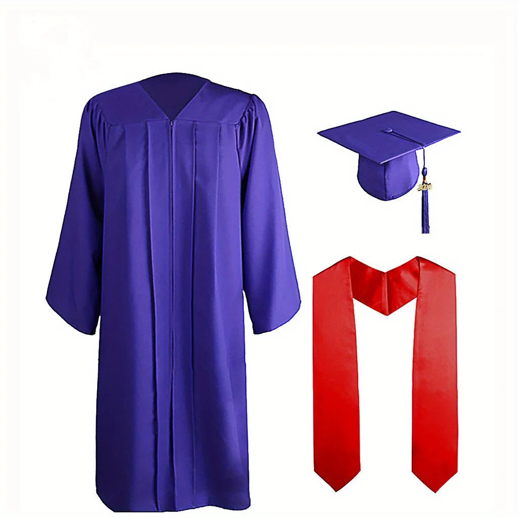 Adult Graduation Gown Hat Tassel Set Student Bachelor's Suit University High School Uniform Robe Graduation