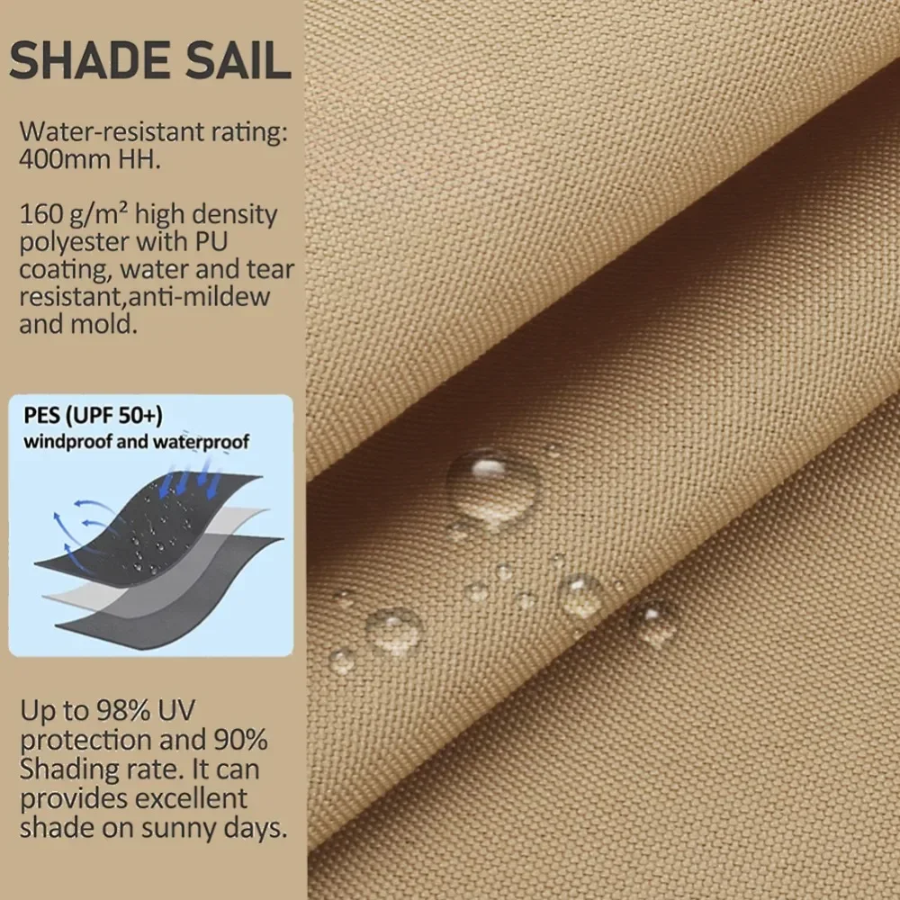 Triangle Sun Shade Sail Canopy UV Block Sunshade Sails Sunscreen for Outdoor Patio Garden Backyard Awning Sunsail with Free Rope