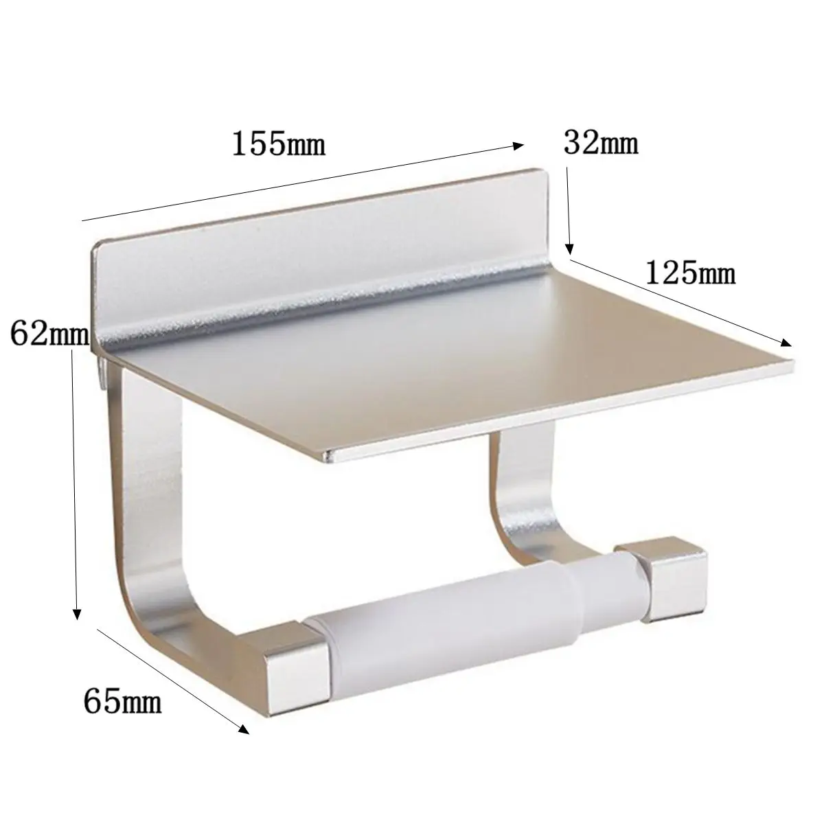 Toilet Paper Holders Space Aluminum Multi-function Storage Holder Bathroom Shelves Towel Shelf with Phone Holder Free Punching