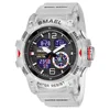 SMAEL 8007 Electronic Watch Sports Outdoors Waterproof Shockproof Chronograph Dual Display Silicone Strap Men Wrist Watches 1