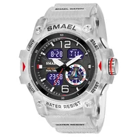 SMAEL 8007 Electronic Watch Sports Outdoors Waterproof Shockproof Chronograph Dual Display Silicone Strap Men Wrist Watches 1