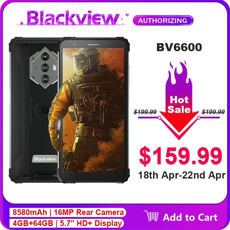 Смартфон Blackview BV6600 защищенный 4 Гб + 64 ГБ экран 5 7 дюйма Android 10 водонепроницаемый IP68