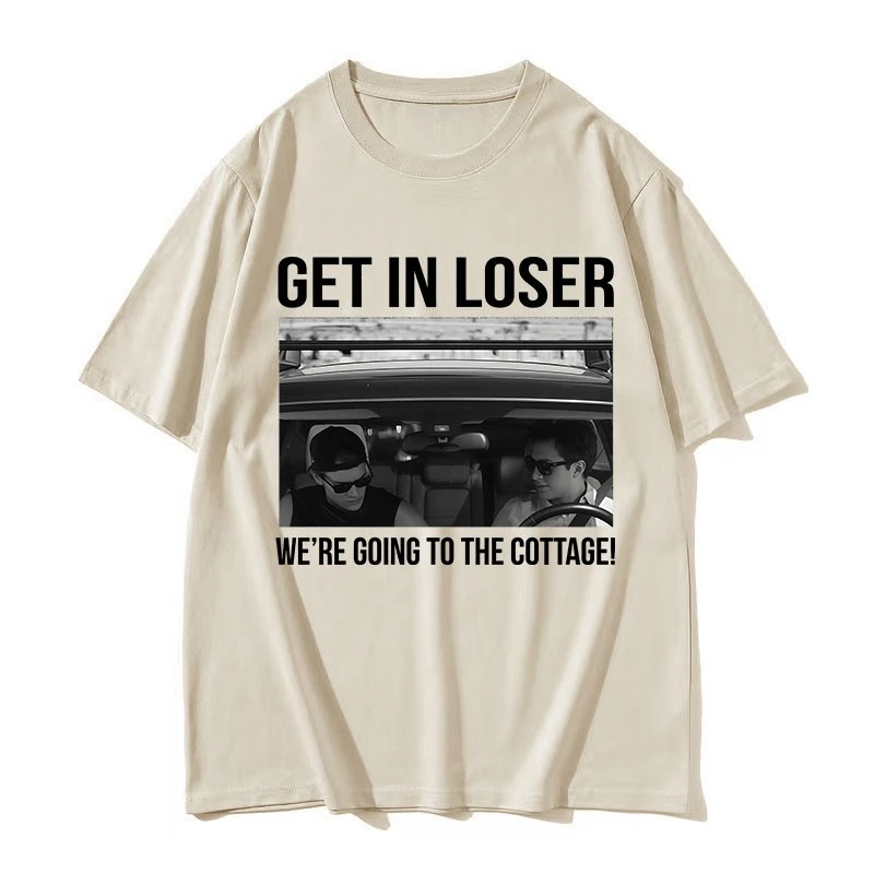 임산부 의류, 치열한 경쟁. 결과는 패자들이 오두막으로 향해야 한다는 것이다. 프린트 패턴 티셔츠.