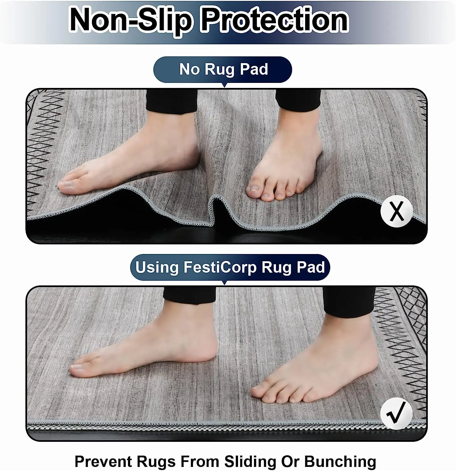 Non-Slip Rug Pad Gripper, 2 x 3 Feet, Veken