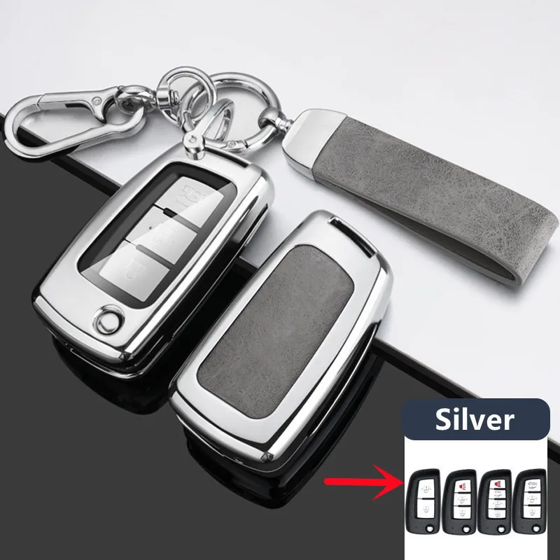 

Alloy Car Key Case Cover For Nissan X-Trail Qashqai J11 Juke Murano Micra Tiida Maxima Altima Kicks Leather Rope Car Accessories