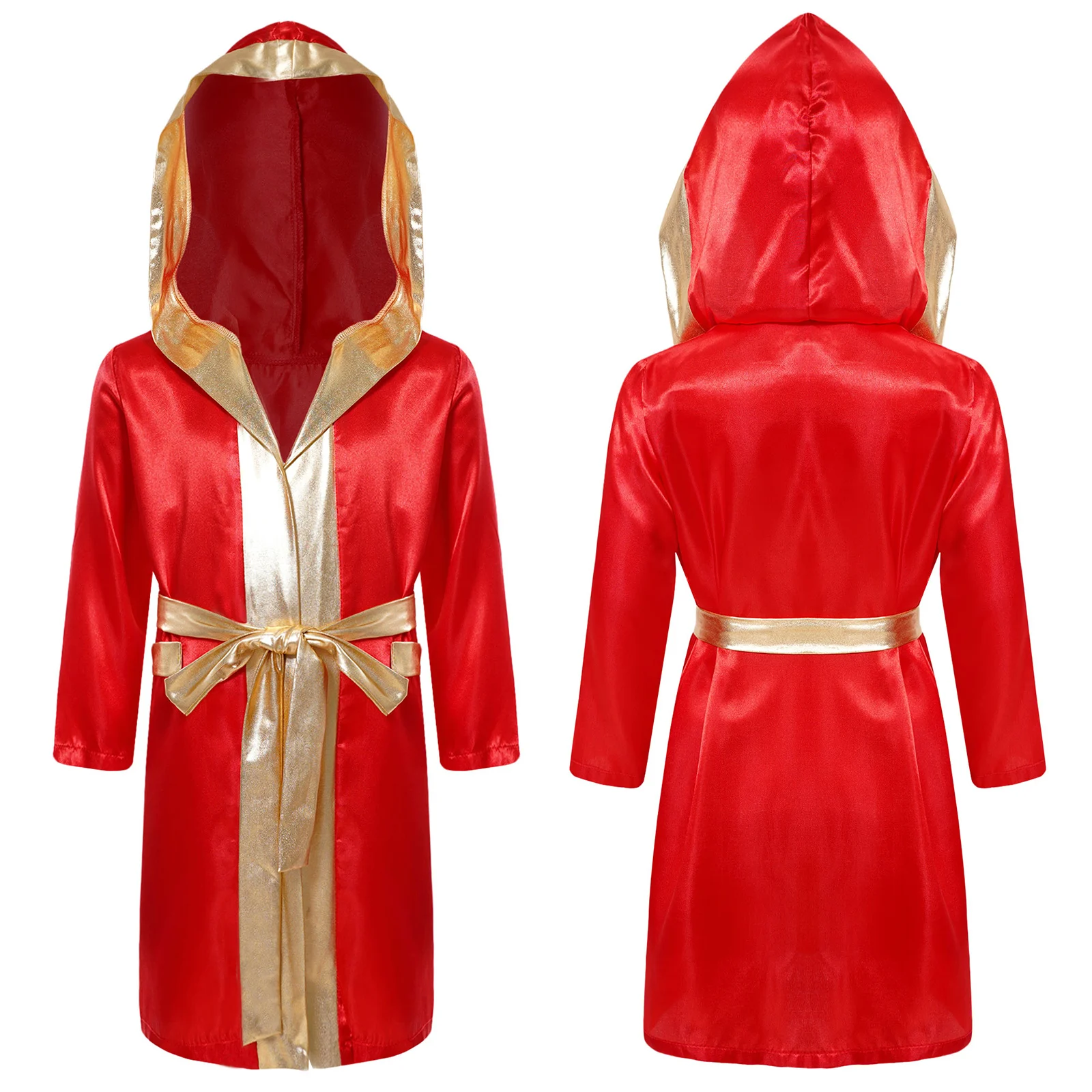 Kids Boys Boxing Hooded Robe Halloween Party Boxer Cosplay Costume