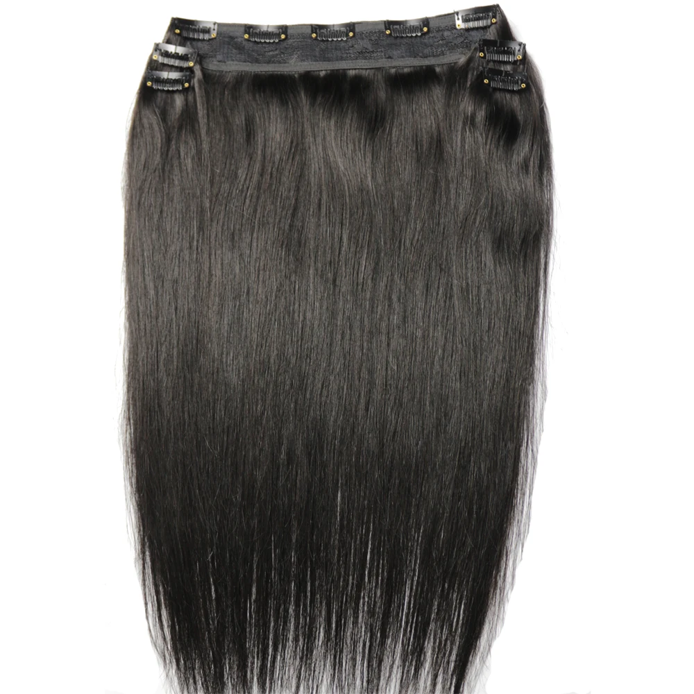 ZZHAIR Human Remy Hair Extensions 16"-28" 5 Pcs Set 9 Clips-in 100g-200g Natural Straight