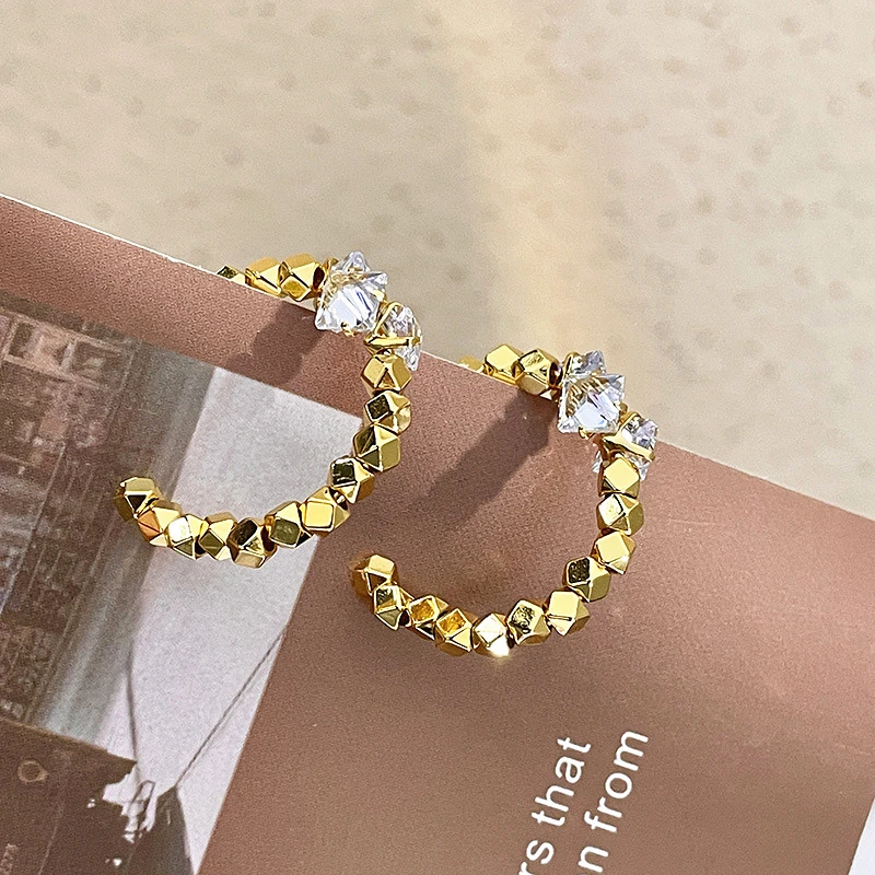 

Trendy Bling Zircon Hoop Earrings for Women Gold Color Statement Metal Earring 2023 Ms Daily Fine Jewelry Gift