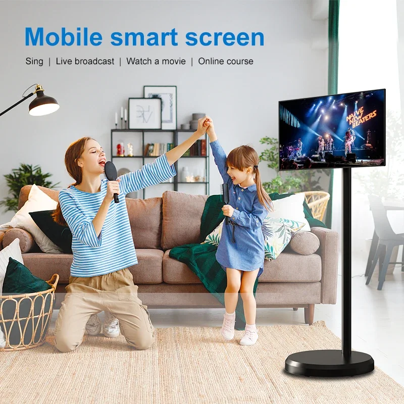 Touch Display Television 21.5 Inch Home Smart TV Black Portable Touch Screen Tv Movable Android 13 IPS Screen Led Television