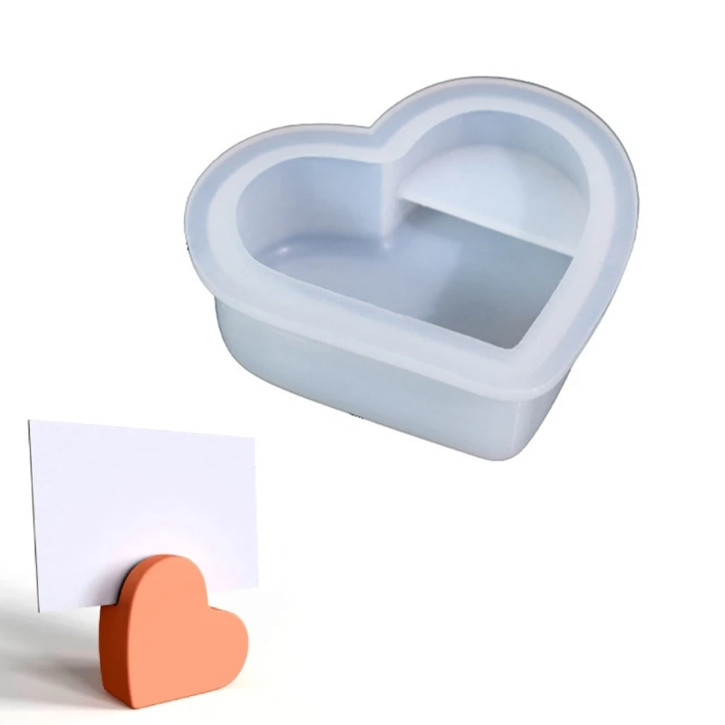 

Business Card Holder Resin Mold Name Card Display Stand Silicone Mold Heart Desktop Ornaments Mold for Office-Home Decor