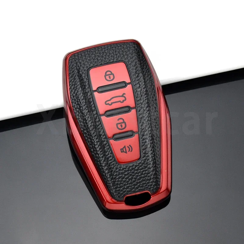 Premium TPU Leather Car Key Cover Case Holder Bag - Sleek and Durable