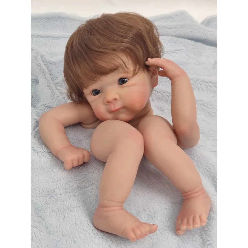 

17inch Already Painted Baby Reborn Doll Kits with Many Details Veins Unassembled Doll Parts Cloth Body Eyes Hand Rooted Hair