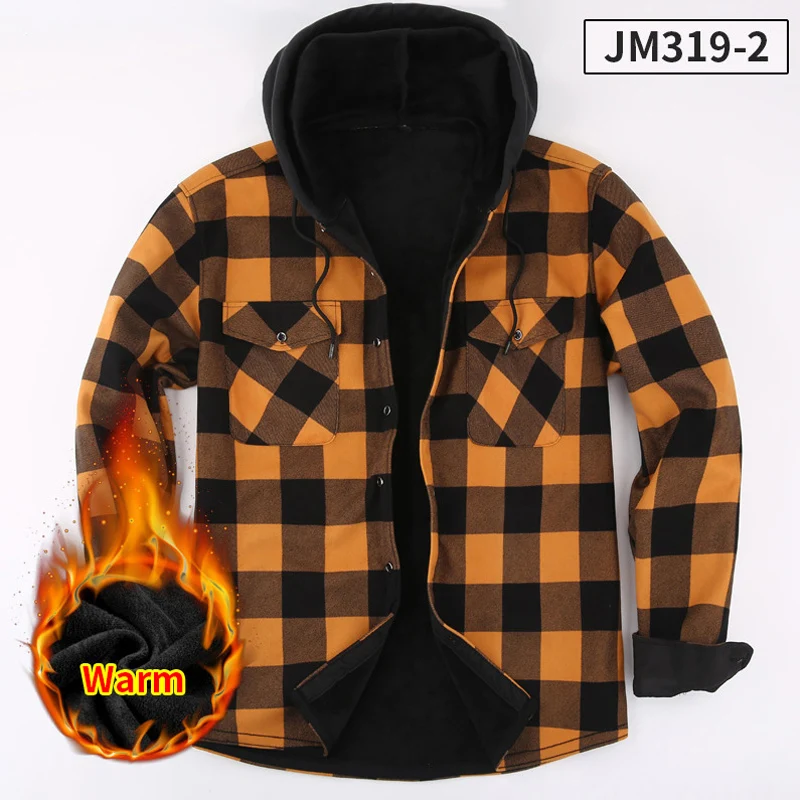 Men's Flannel Plaid Hooded Shirt - Warm and Comfortable Casual Fashion