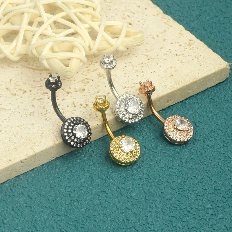 Surgical Steel AAA Crystal Belly Button Rings Zircon Heart Navel Piercing Reverse Cute Belly Button Piercing Sexy Navel Ring mix