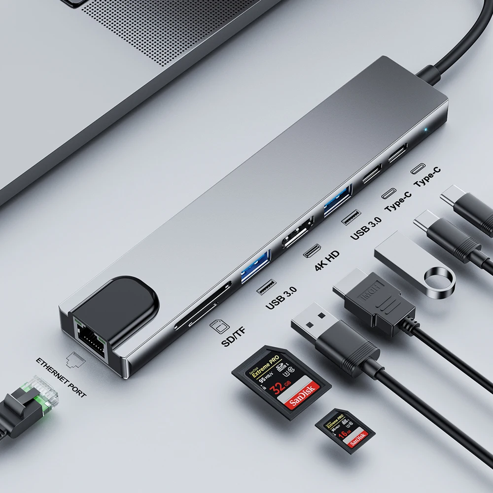 USB-концентратор с Type C на Hdmi концентратор 3 0 Адаптер мульти otg SD кардридер RJ45 USB