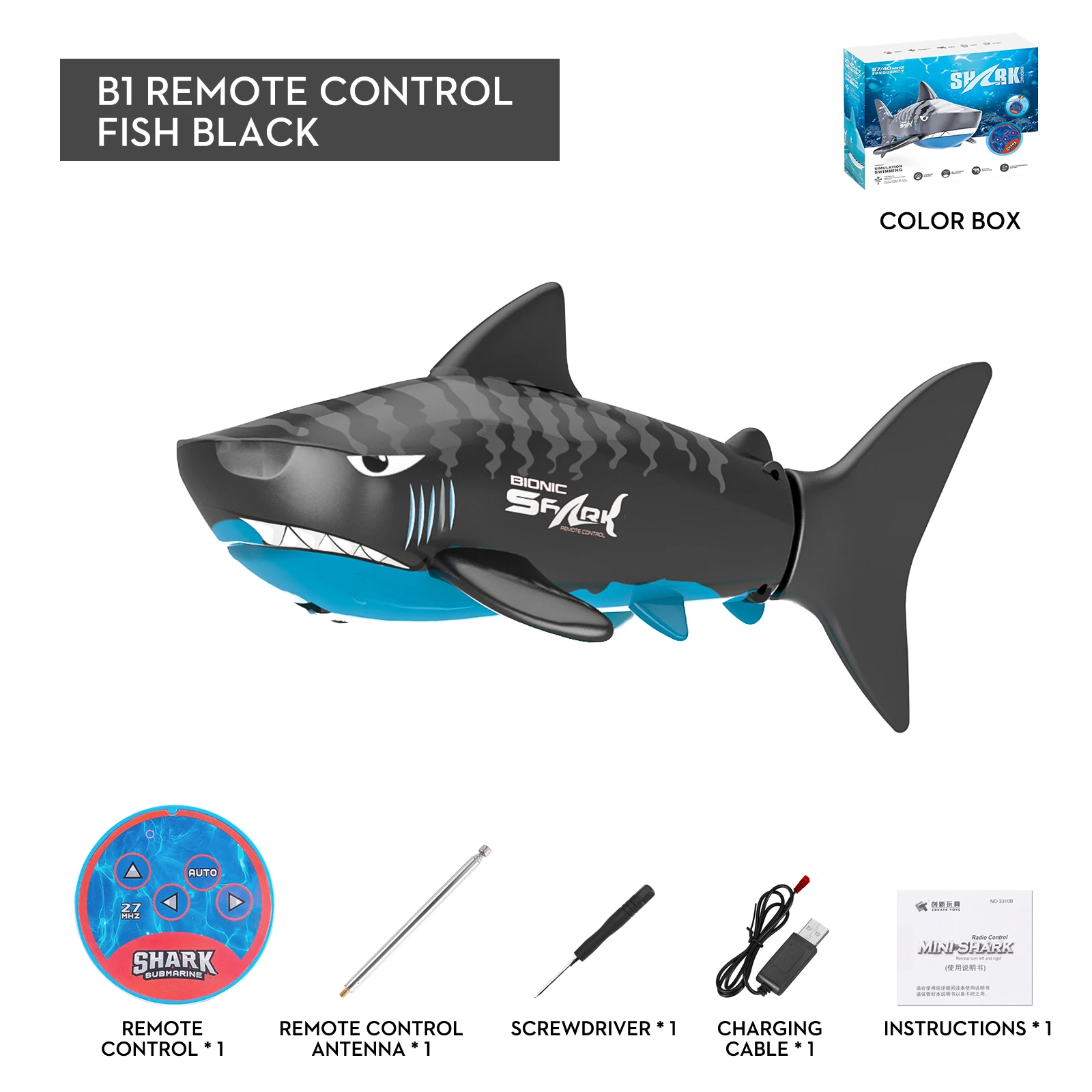Smart Mini Remote Control Electric Bionic Shark Fish Can Dive In The Water Toy Swimming Pool Bath Toy for Boys Childrens' Gifts