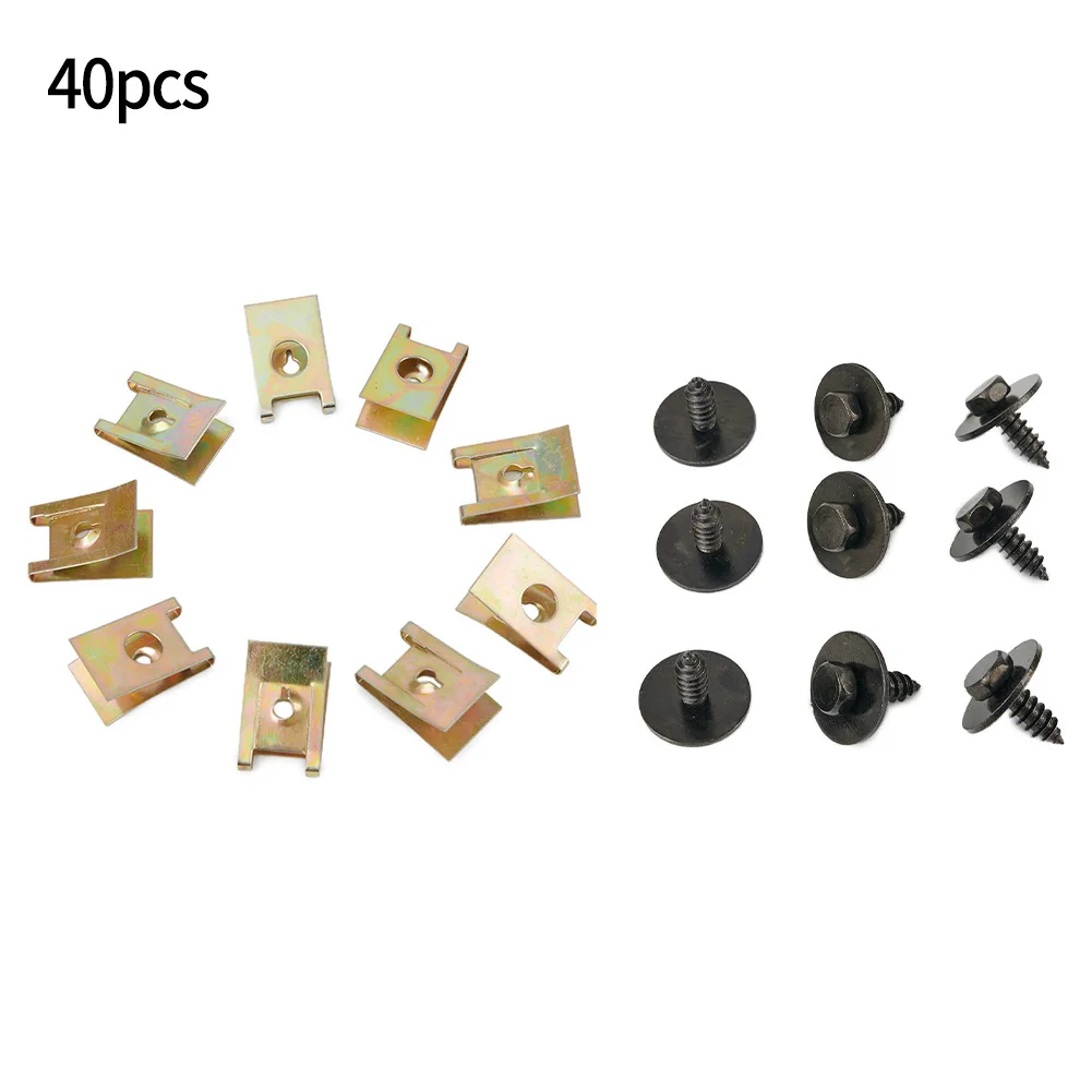 

40pcs U Nut Hex Screw For BMW Speed Fastener Undertray Sheet Metal Clip Fixing Interior Accessories Auto Fastener Clips