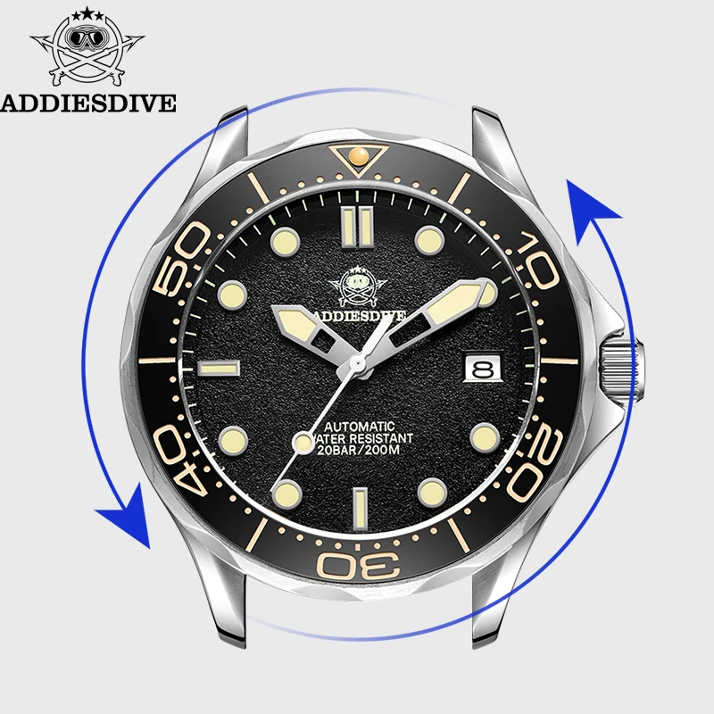 ADDIESDIVE Men's Watches 200m Waterproof C3 Super Luminous Sapphire Crystal NH35 Automatic Mechanical Watch relogios masculino