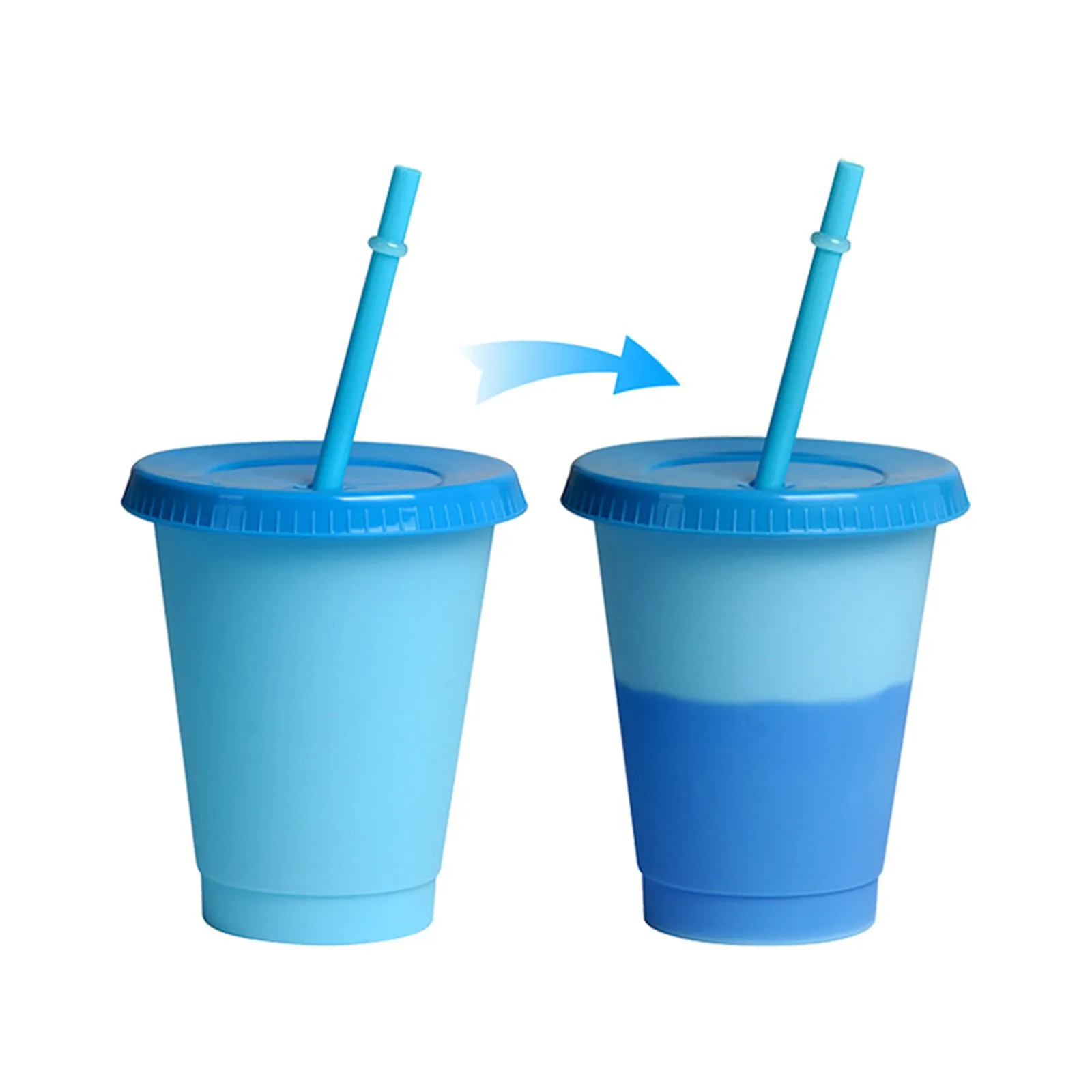 Bicolor Plastic Drink Change Color Straw Mugs With Lid Tumbler Matte