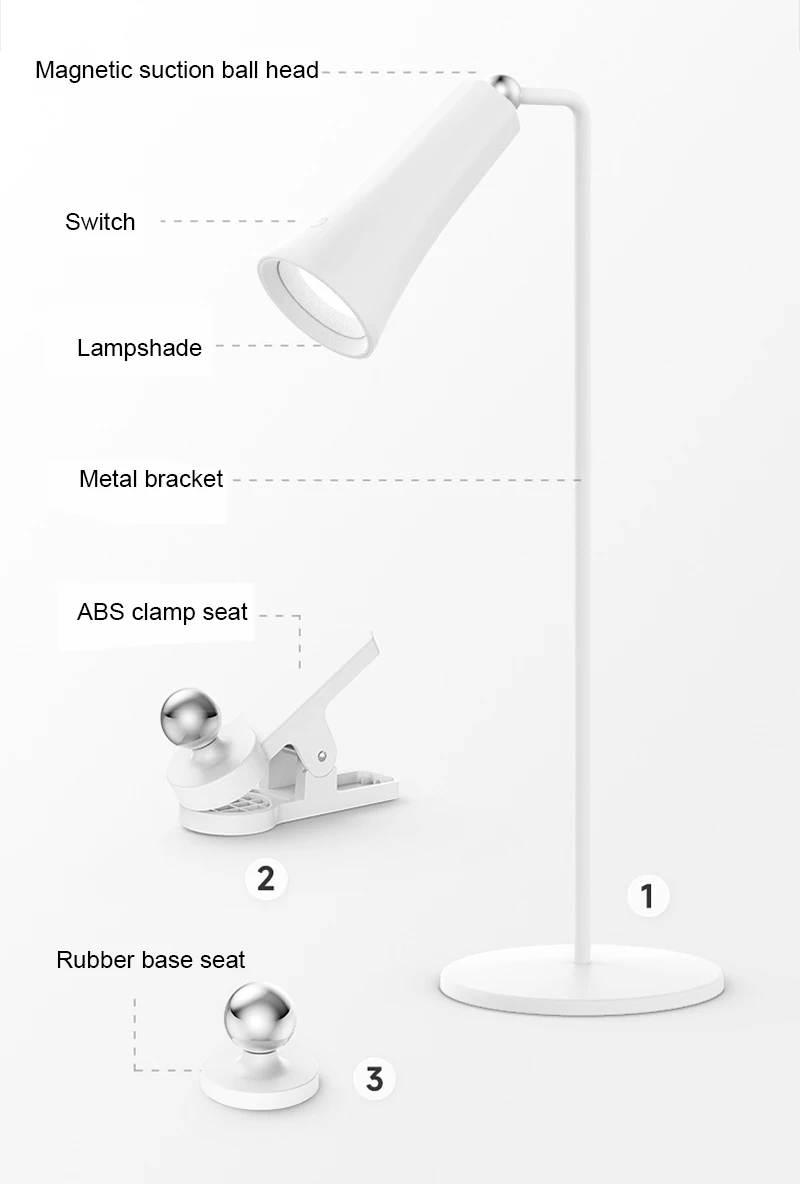 Description Picture 2 of itemReading Study Eye Protection Night Light Rechargeable Touch Control Table Lamp 3 Modes Indinite Dimming Soft Light Bedroom Lamp