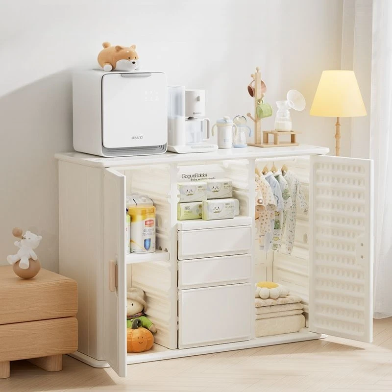 Kids Feeding Table Storage Cabinet Wardrobe Toy Organizer Baby Supplies Integrated Storage Box Nursery Furniture Drawer Cabinet