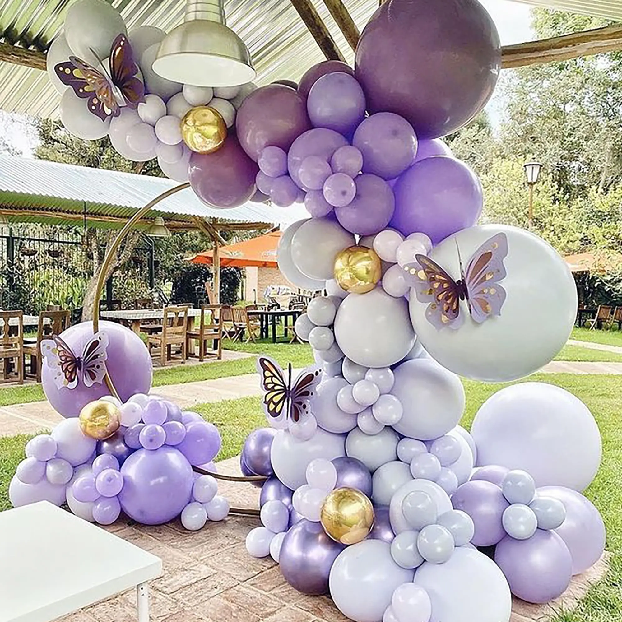 Butterfly Balloon Arch Garland Kit Purple Balloons with Foil Butterfly for Girl's Birthday Wedding Mother's Day Party Decoration