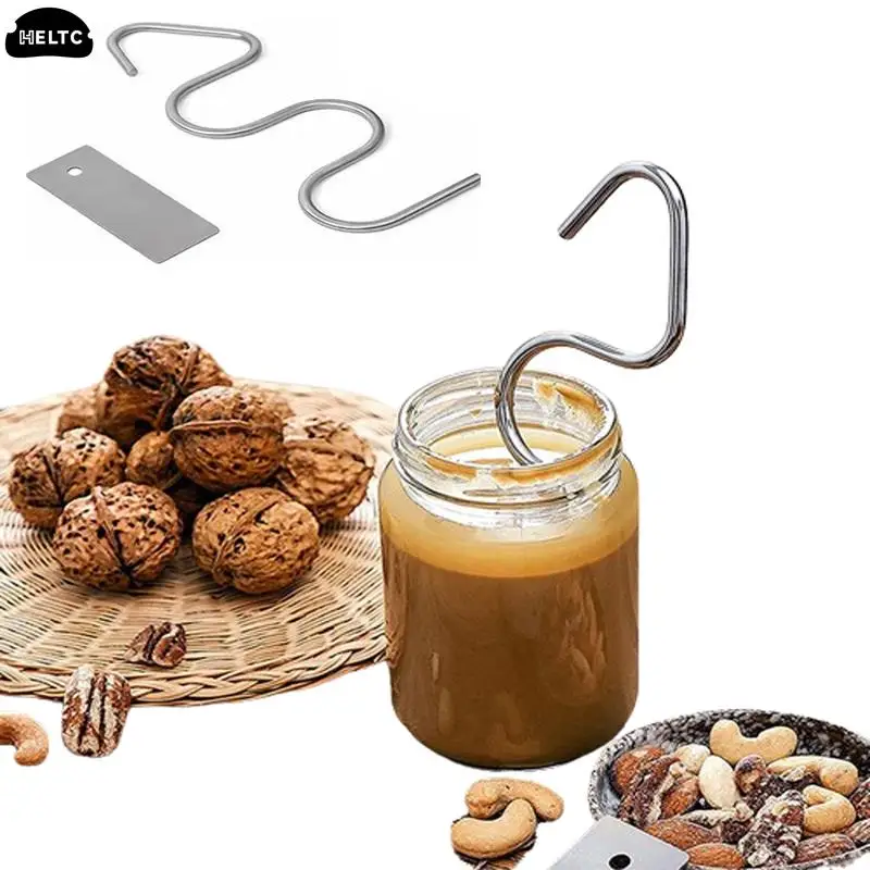 

1Set Natural Peanut Butter Stirrer Fits Jars Kitchen Stirring Gadget Stainless Steel Material For Mixing Various Butter & Jam