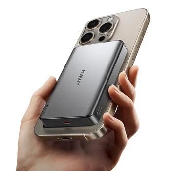 LISEN Newest Ultra-Thin Magnetic Power Bank 10000 MAh Wireless Portable Fast Charging Battery Pack for 1