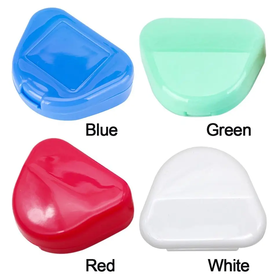 Custodia Porta Apparecchio Denti In ABS Blu - Scatola Rigida Con Chiusura A Scatto Per Paradenti, Dentiere E Protettori Dentali - 3