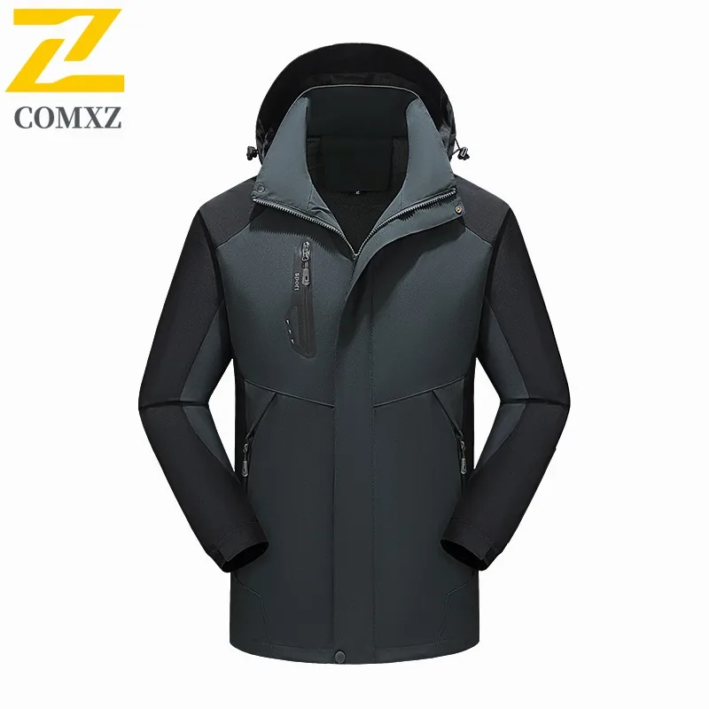 COMXZ Outdoor Mountaineering Jacket Men Premium Windproof Coat Classic Hooded Comfort Durable Lightweight Autumn Clothing