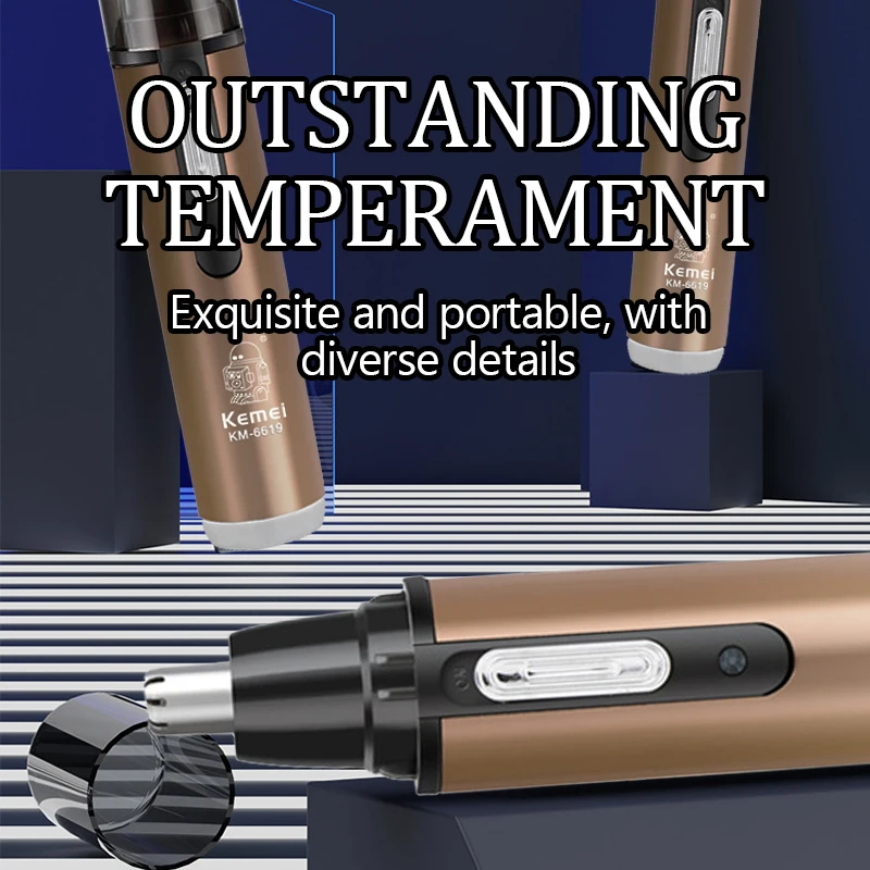 KEMEI KM-6619 electric nose hair trimmer  rechargeable LED display screen  electric nose hair trimmer  nasal cleaner ﻿