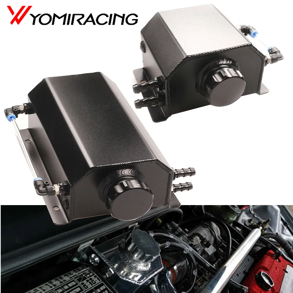 

Universal 1L Aluminum Oil Catch Can Reservoir Tank With Drain Plug Breather Oil Tank Fuel Tank