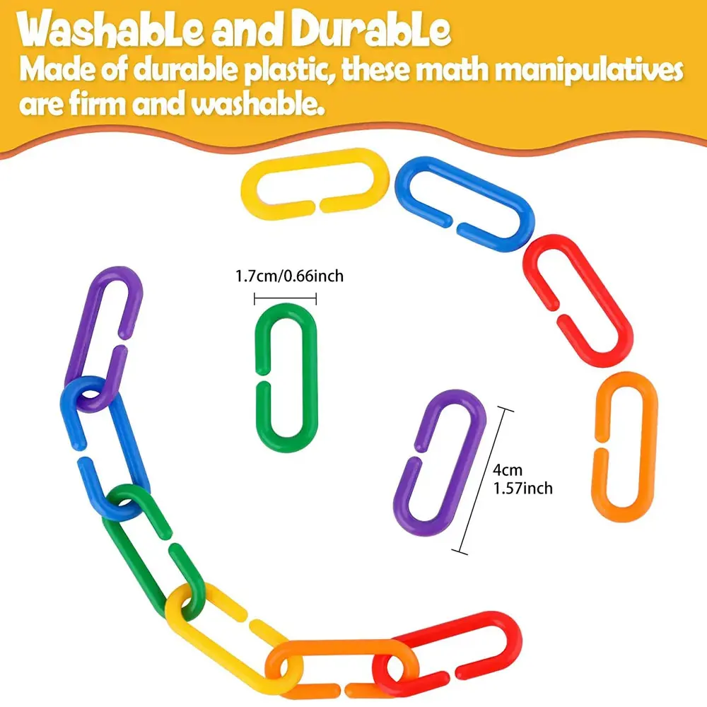 30/150Kids Geometric Chain Linked Buckle Building Block Educational Toy Rainbow Connected Buckle Color Cognitive Educational Toy