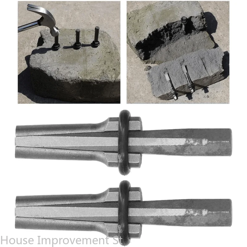 2PCS 5/8 Inch (16mm) Stone Splitter Set Heavy Duty Wedge and Feather Shims Set Rock Stone Splitter Splitting Tool for Concrete