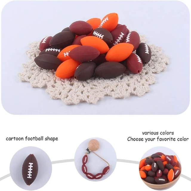 15Pcs Silicone Football Beads Necklace Coffee Coloured 27mm Sport Ball  Beads Loose DIY - AliExpress