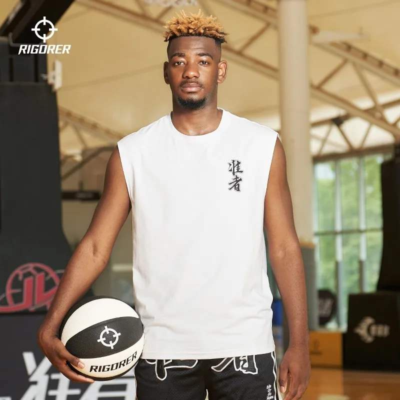 RIGORER Men Basketball Sports Vest Breathable Training Fitness Running Crewneck Quick drying Sleeveless shirt Z123210346