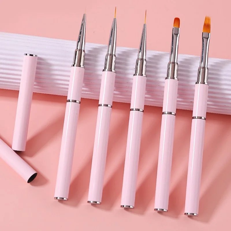 Dual-ended Nail Brush Acrylic Nail Art Brushes Professional Gel Nail Polish Liner Flower Painting Drawing Manicure Tools 2