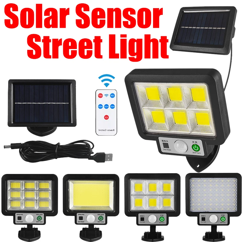 solar street lights with sensor outdoor 3 modes 202 cob 200 led lamp patio garage for garden path waterproof wall lighting Solar Lights Outdoor LED Split Wall Lamp with 3 Modes Motion Sensor Solar Powered Sunlight Street Lights for Garden Patio Garage