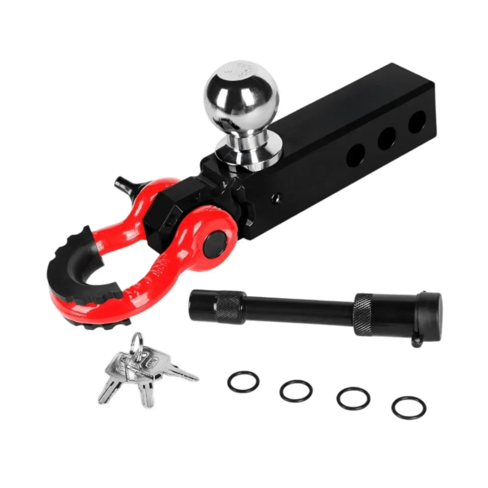 Trailer Hitch for 2 inch Receiver Black Accessory Premium with Tow Shackle for Rvs Suvs Simple Assembly Towing Accessories