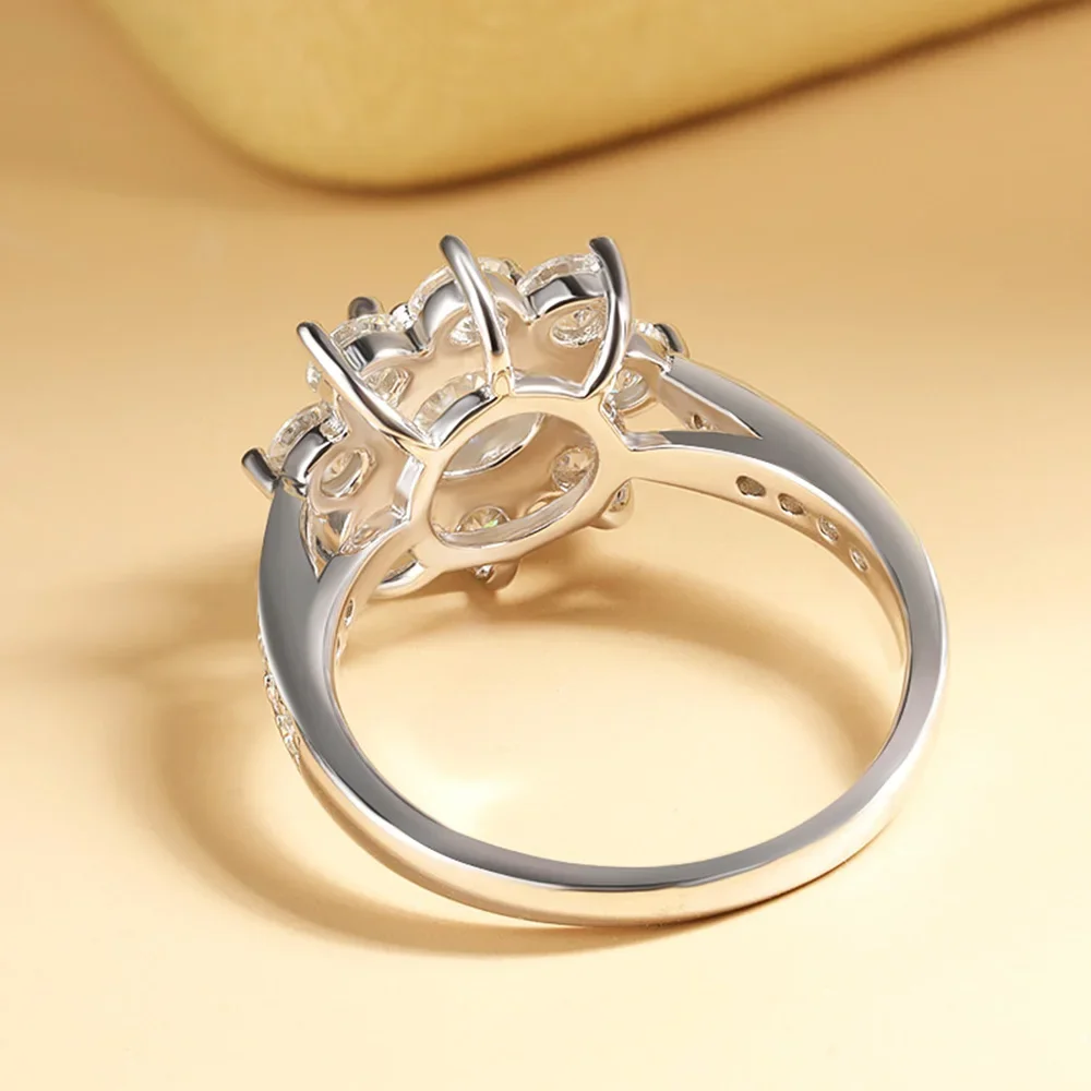 GRA Certificate All Moissanite Ring For Women Sunflower Brilliant Diamond S925 Silver 18K Plated Wedding Band Fine Jewelry Gifts 5