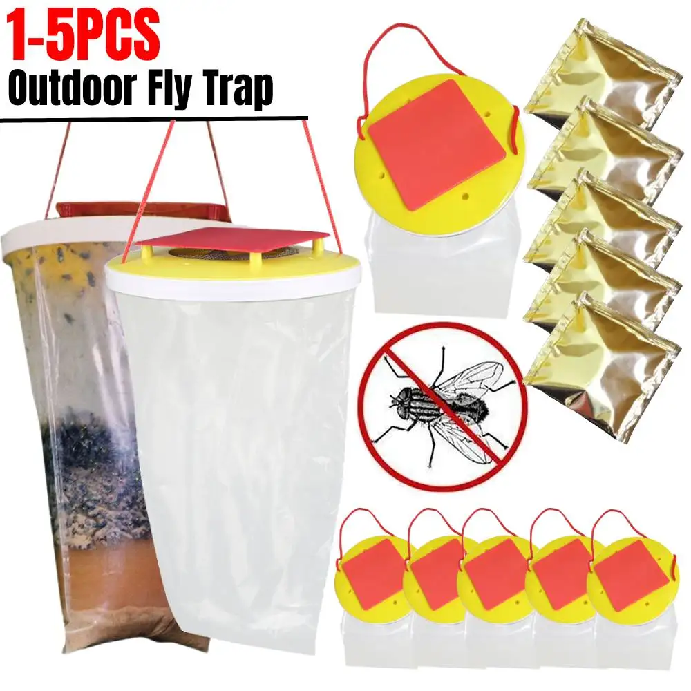 15PCSFlyTrapBagsOutdoorFlyTrapGardenHangingFlyCatcherFly