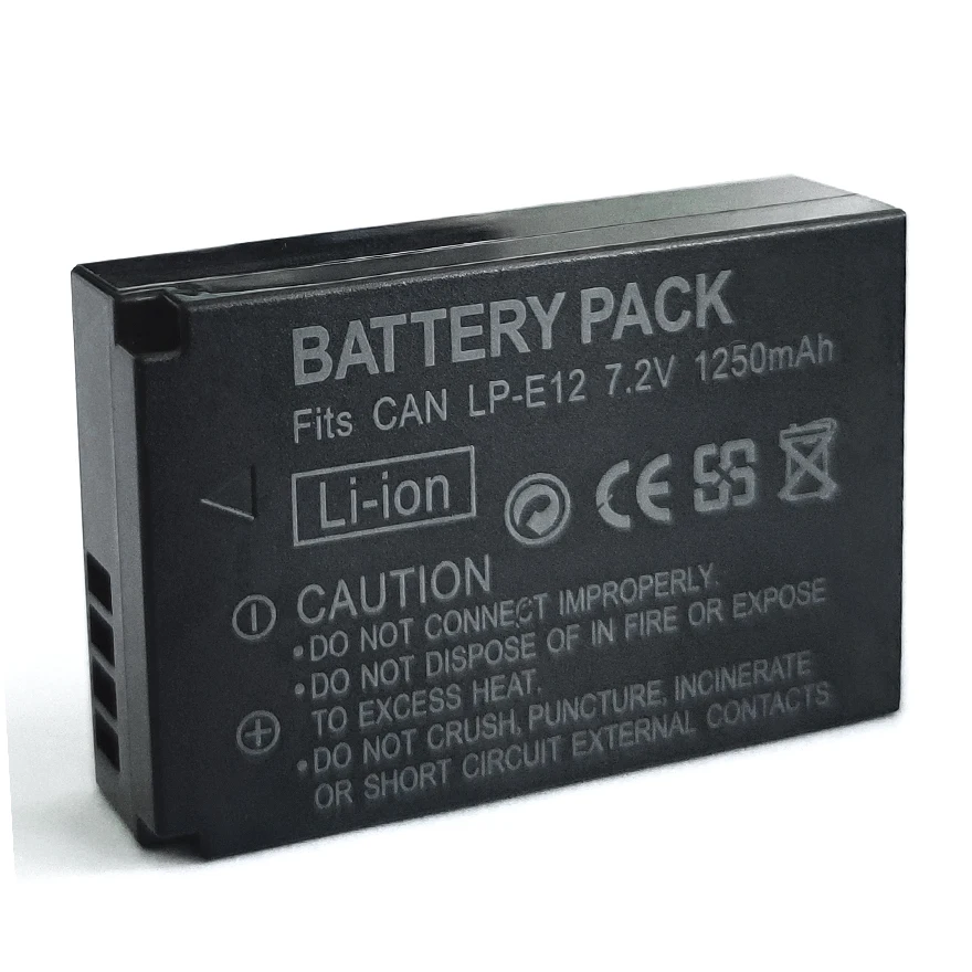 Lp-E12 Lpe12 Batteria 1200Mah Per Canon Eos M50 Mark Ii, M200, M50, M100, M, M2, M10, 100D, Kiss X7, Rebel Sl1 Dslr Camera