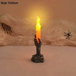 Halloween LED Candle Set with Skeleton Ghost Hand Lights - Spooky Home Decor and Party Props (D)